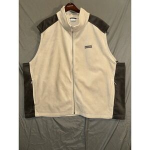 Columbia Mens Steens Mountain Fleece Brown  Beige Vest Size 6X Full Zip Pockets